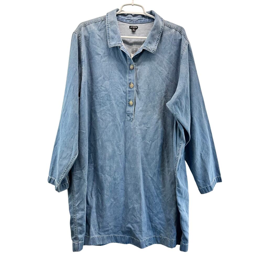 J. Crew Popover Dress in Chambray Blue XXL